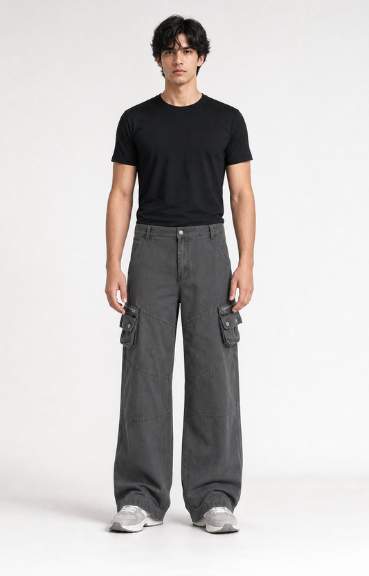 Washed Cargo Wide-Leg Trousers - C839-front-human-v1.png