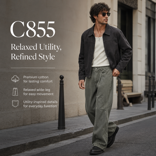 Washed Wide-Leg Utility Trousers - C855-front.png
