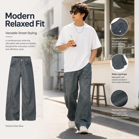 Asymmetric Button Washed Wide-Leg Jeans - G60006-front-human.png