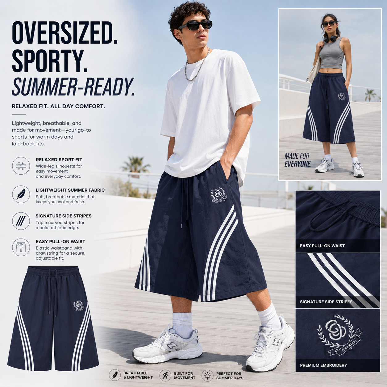 Embroidered Triple-Stripe Wide-Leg Shorts - C1001-detail-waist.png
