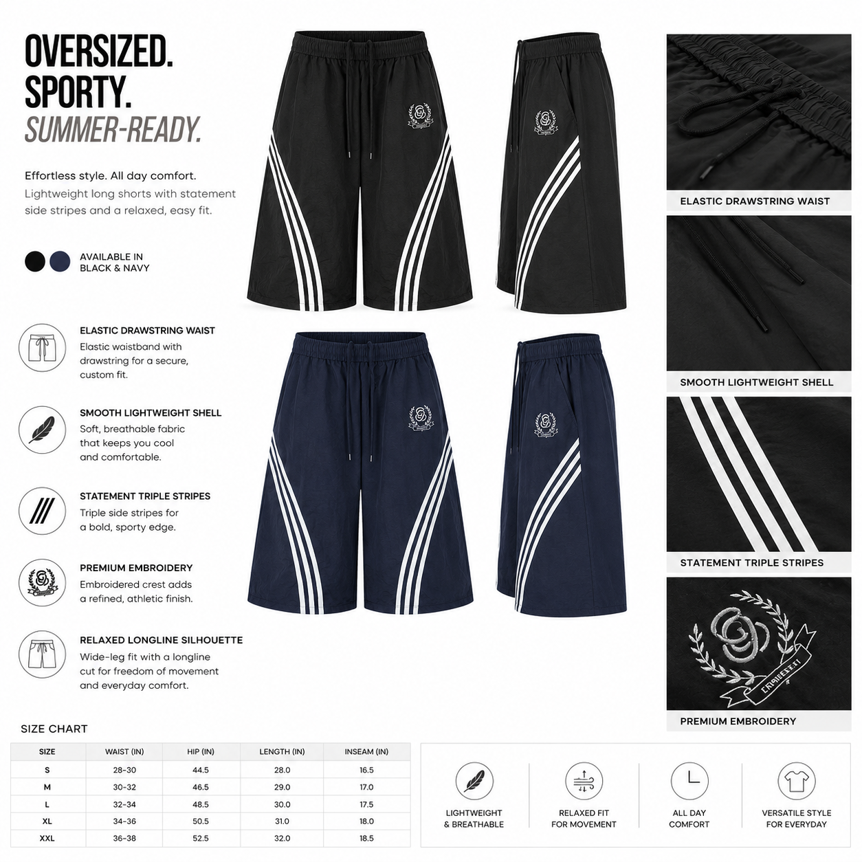 Embroidered Triple-Stripe Wide-Leg Shorts - C1001-front.png