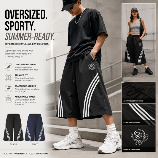 Embroidered Triple-Stripe Wide-Leg Shorts - C1001-main.png