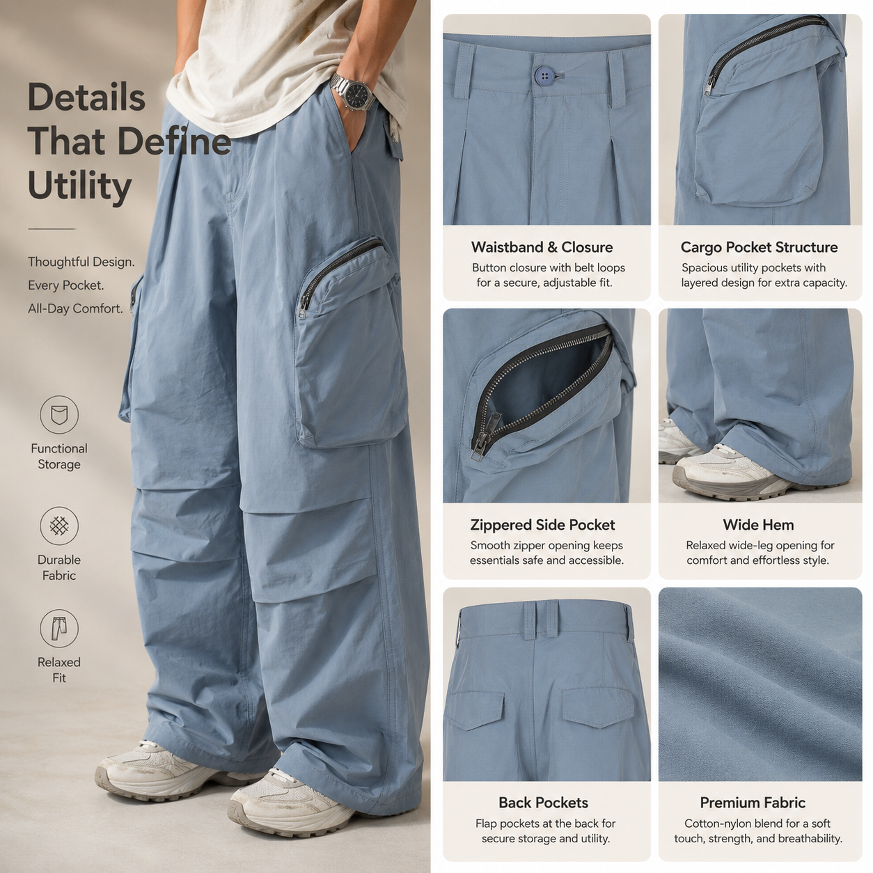 Lightweight Zip-Cargo Wide-Leg Pants - C1003-detail-waist.png