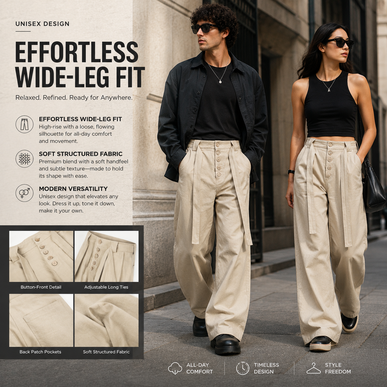 Button-Front Belted Wide-Leg Trousers - C1007-front-human.png