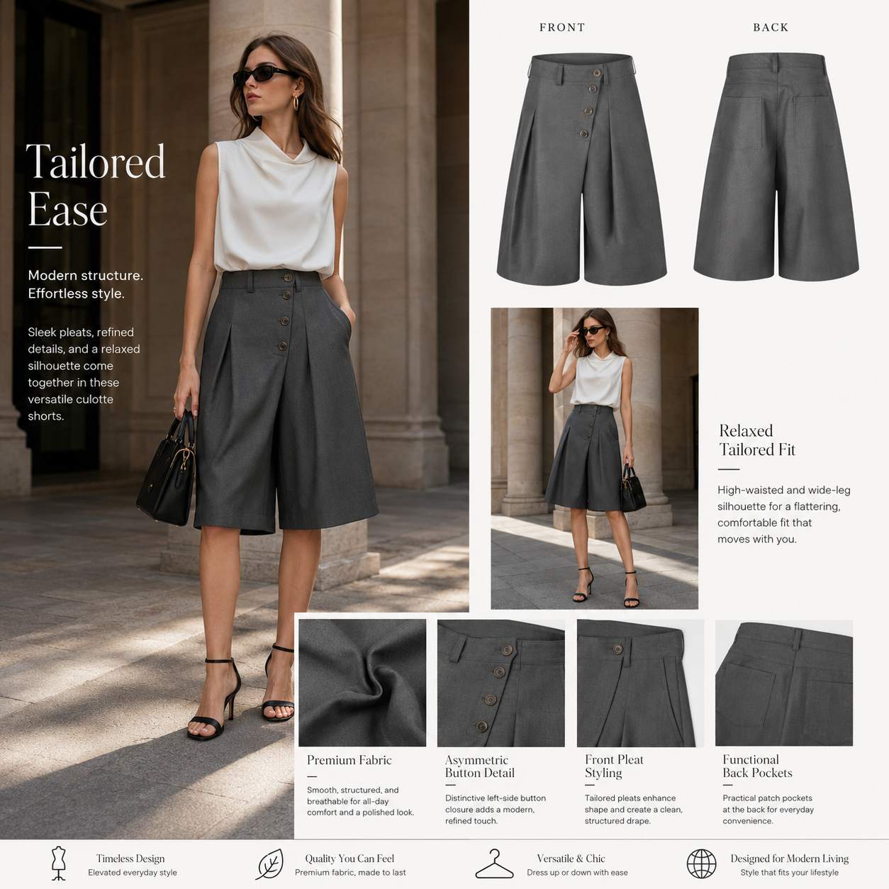 Asymmetric Button Tailored Culotte Shorts - C1012-main-human.png