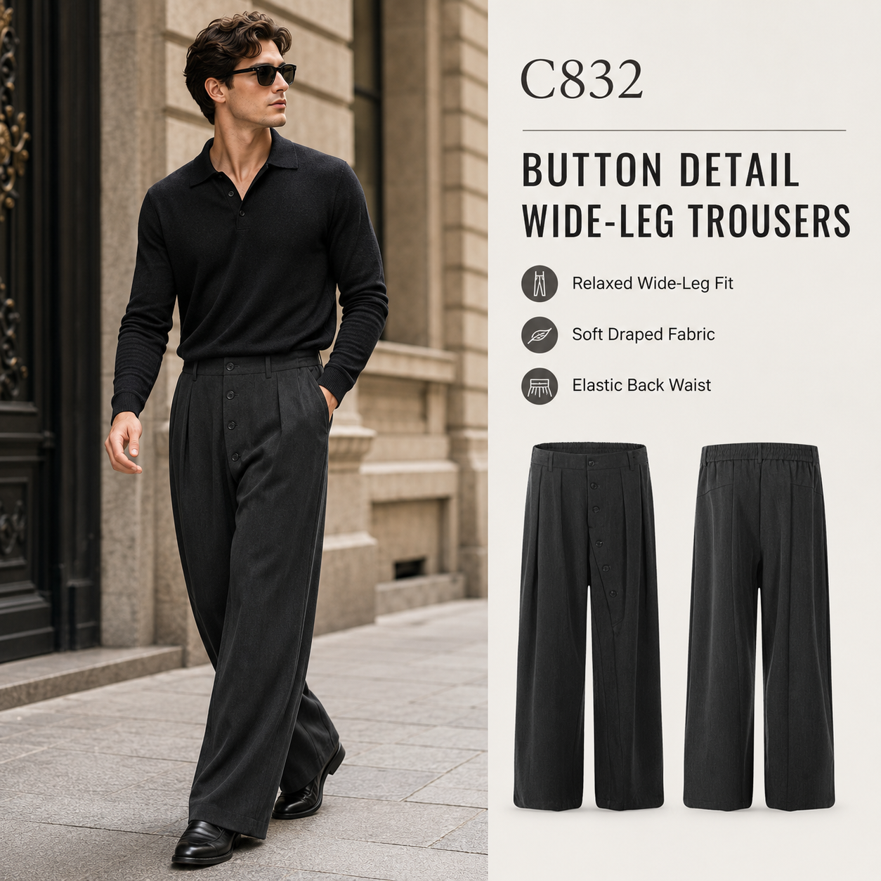 Button Detail Wide-Leg Trousers - C832-social-vertical.png