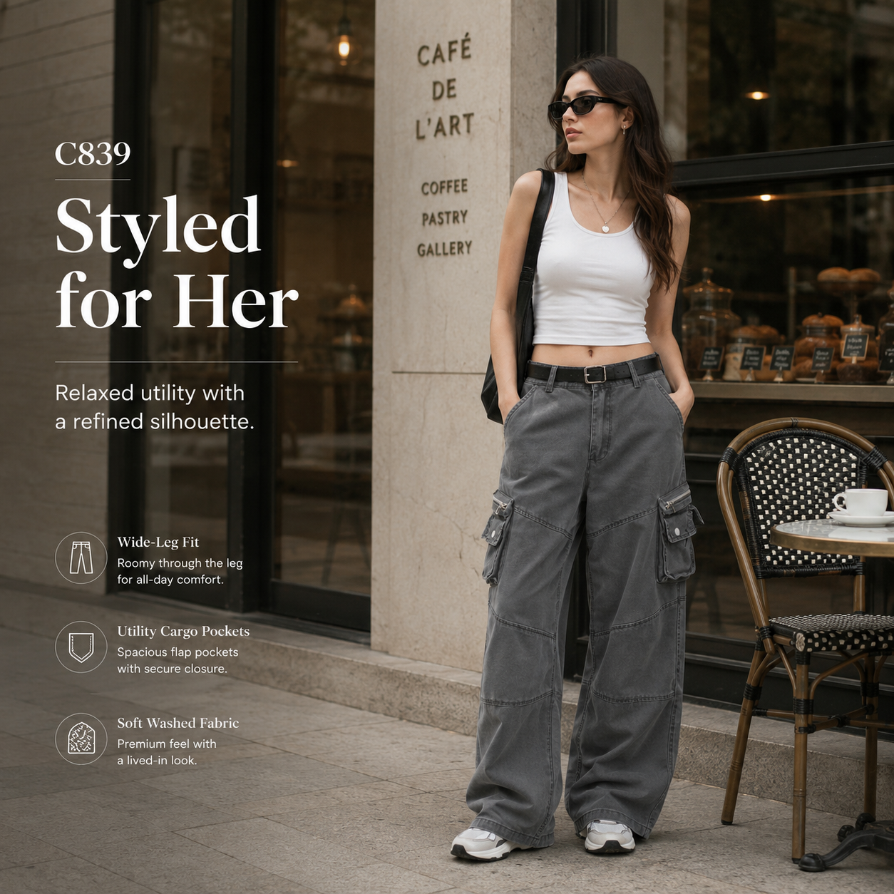 Washed Cargo Wide-Leg Trousers - C839-back.png