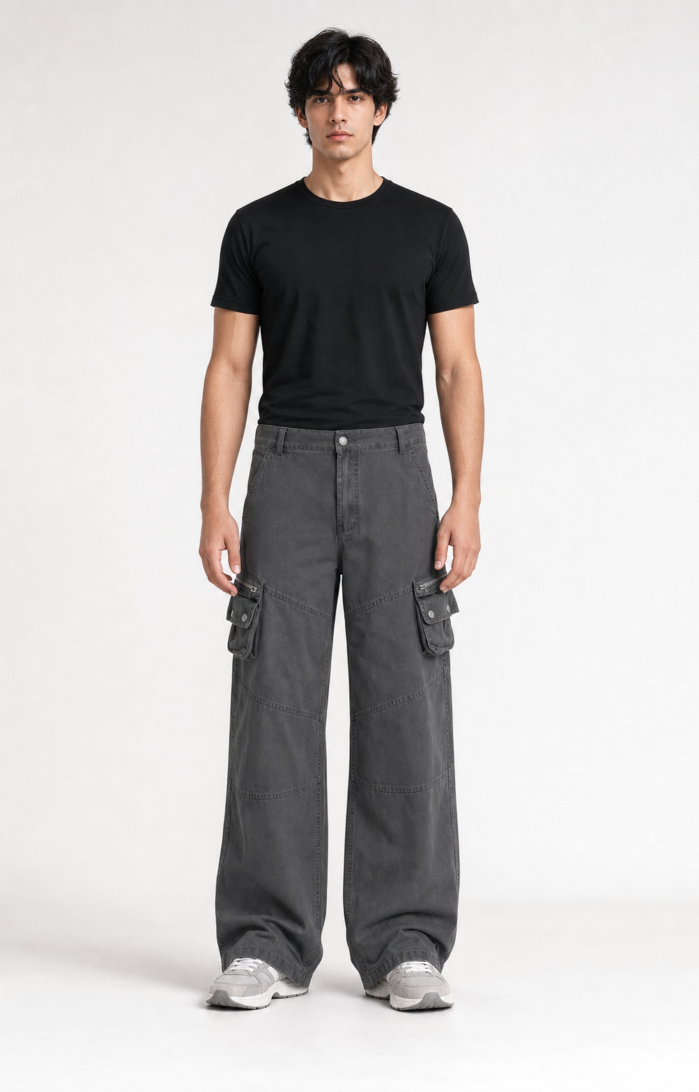 Washed Cargo Wide-Leg Trousers - C839-front-human-v1.png
