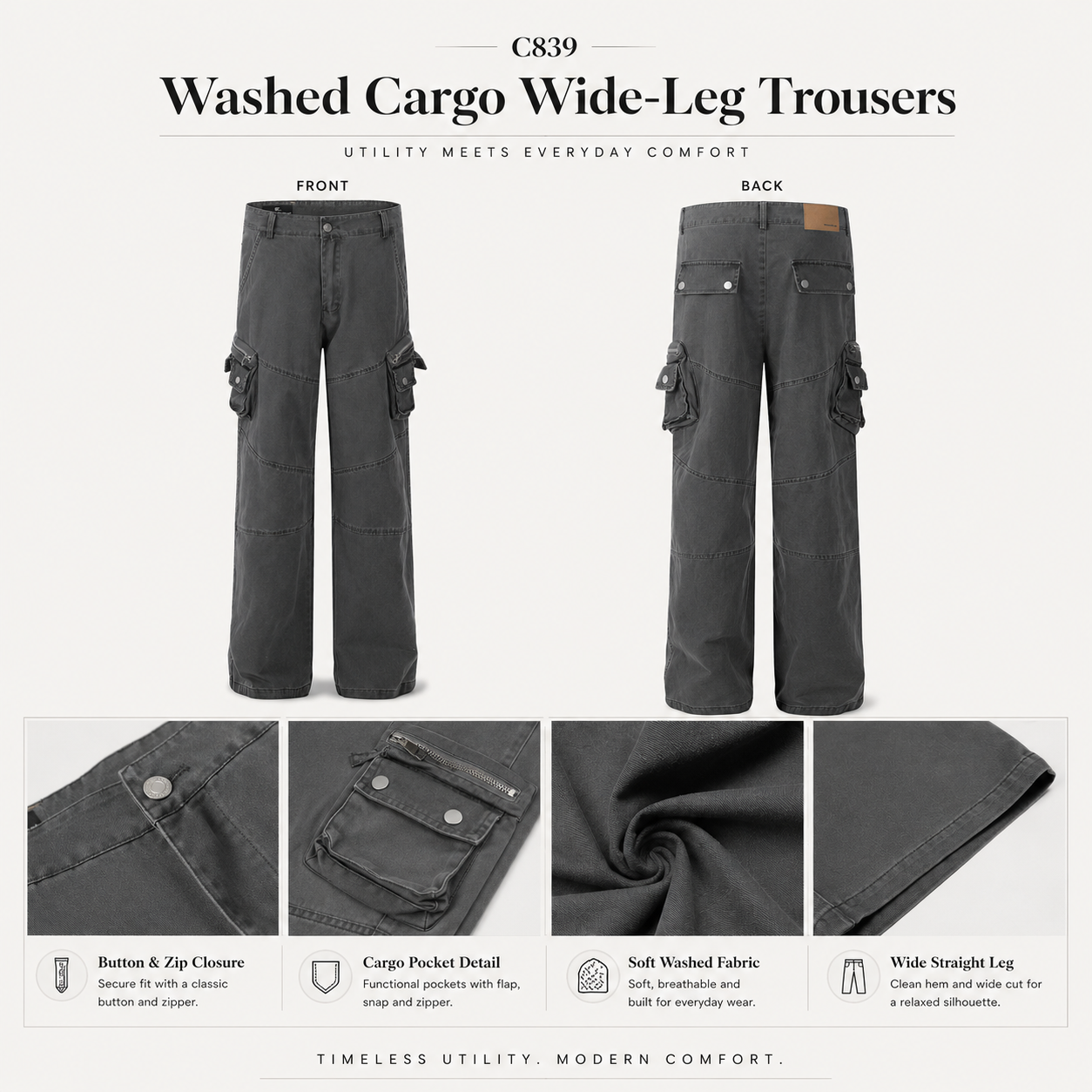Washed Cargo Wide-Leg Trousers - C839-side.png