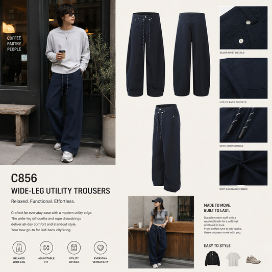 Washed Wide-Leg Utility Trousers with Drawstring - C856-front.png