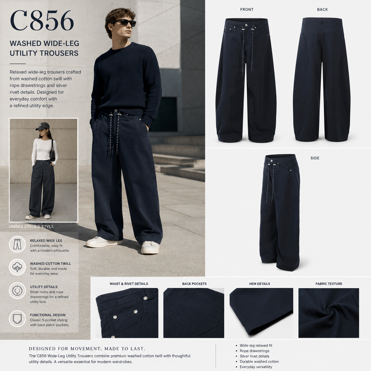 Washed Wide-Leg Utility Trousers with Drawstring - C856-main.png