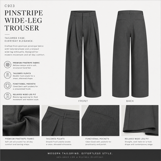 Pinstripe Wide-Leg Tailored Trousers - C923-back.png