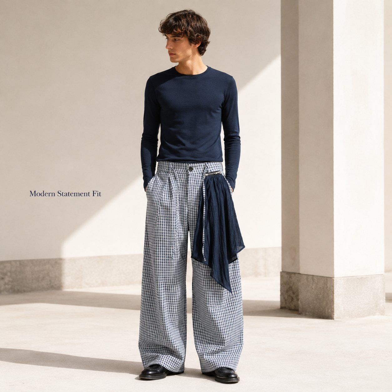 Micro-Check Draped Wide-Leg Pants - C929-side-human.png