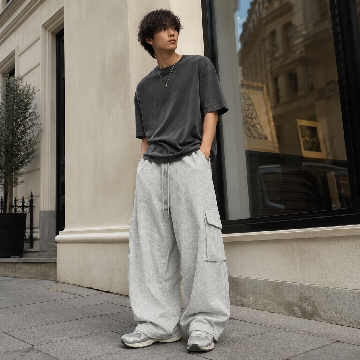 Relaxed Cargo Wide-Leg Sweatpants - C930-side-human.png