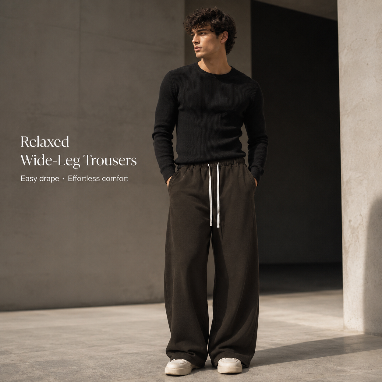 Deep Brown Wide-Leg Sweatpants - C938-main-human.png