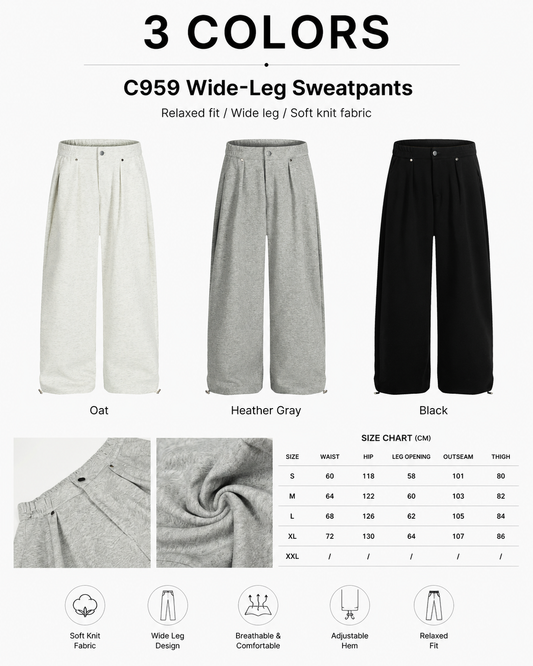 Snap-Detail Pleated Wide-Leg Sweatpants - C959-back.png
