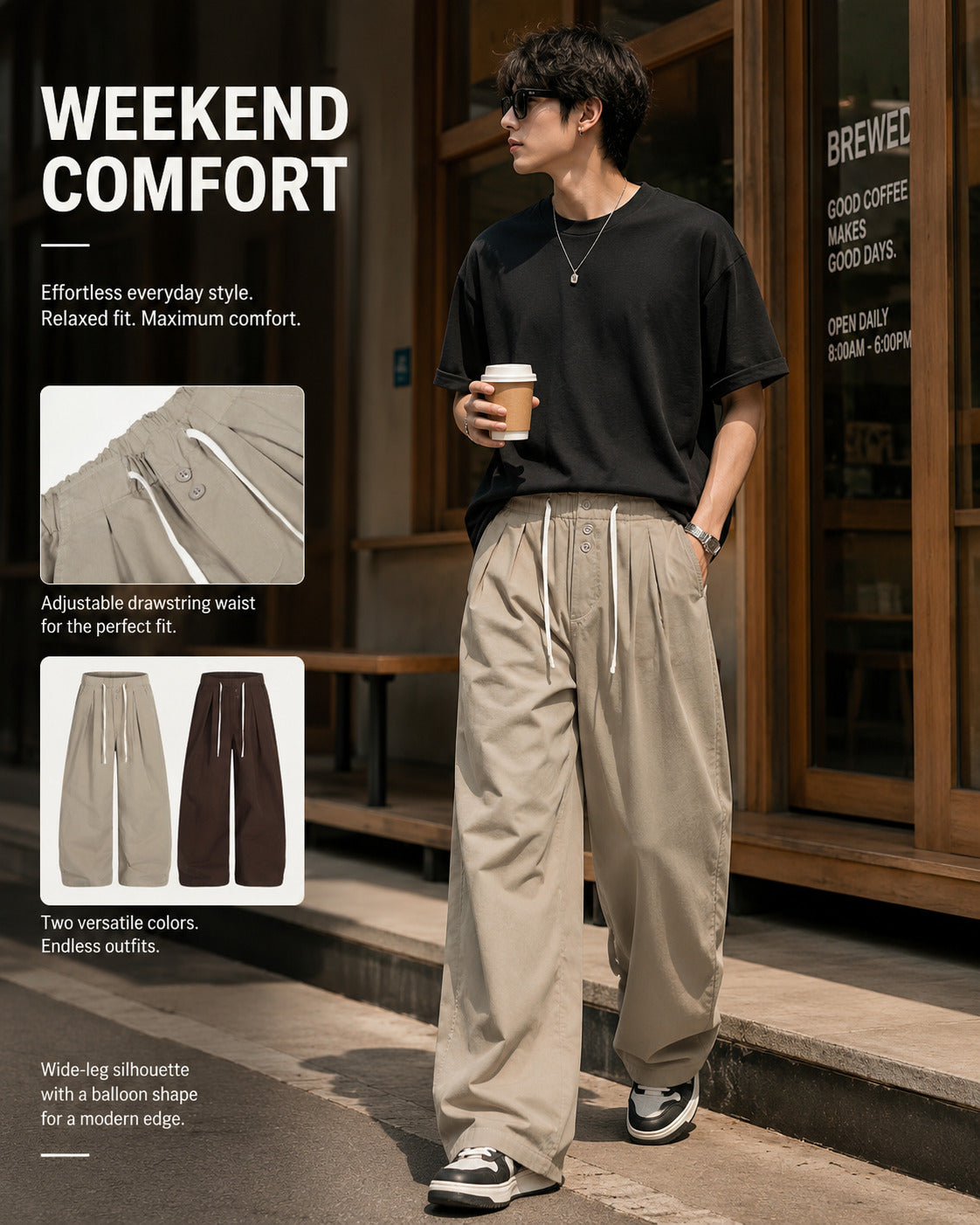 Drawstring Balloon Wide-Leg Pants - C960-front.jpg