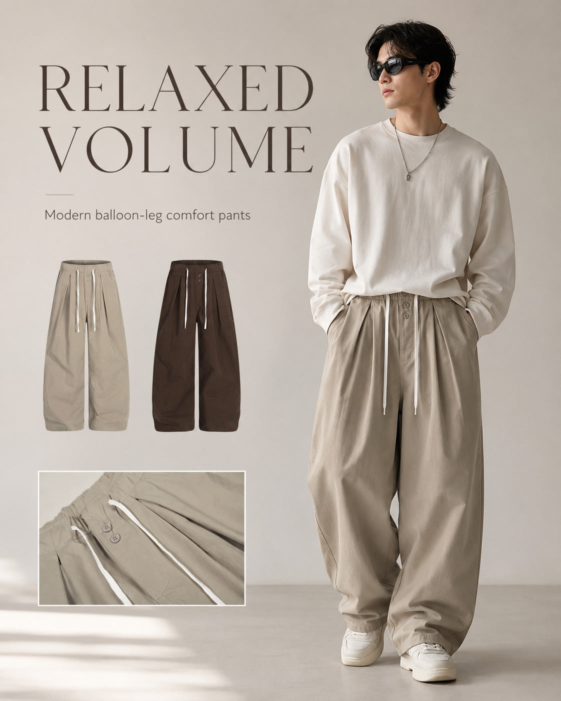 Drawstring Balloon Wide-Leg Pants - C960-main.jpg