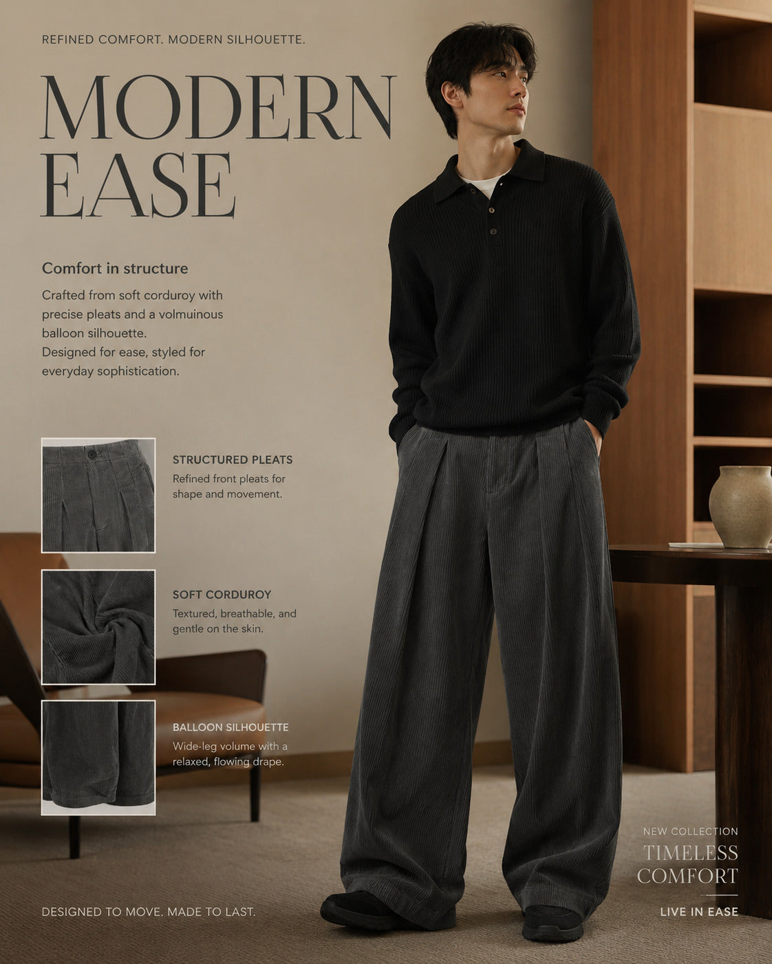 Pleated Corduroy Balloon Wide-Leg Trousers - C970-alternate-human.jpg