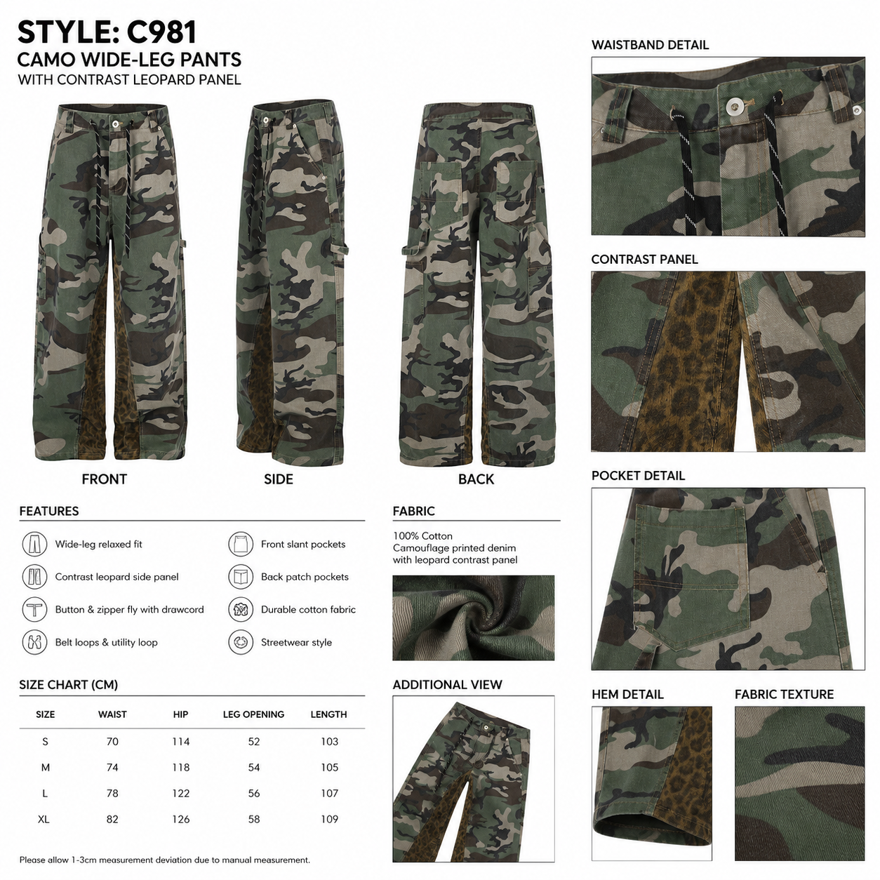 Camo Leopard Panel Wide-Leg Pants - C981-front.png