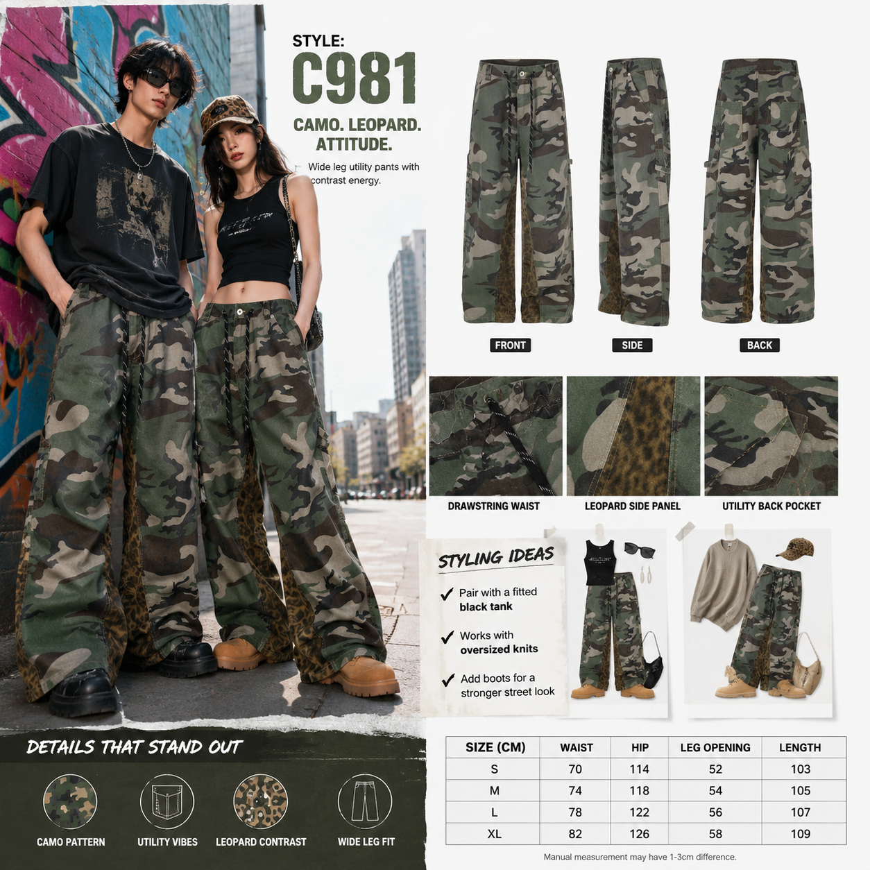 Camo Leopard Panel Wide-Leg Pants - C981-side.png