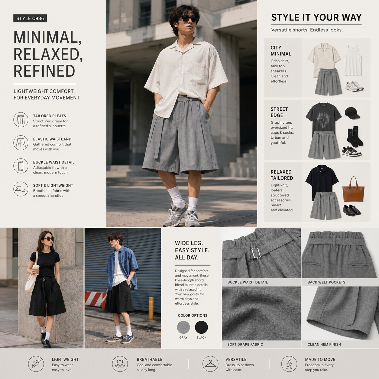Belted Paperbag Wide-Leg Bermuda Shorts - C986-side.png