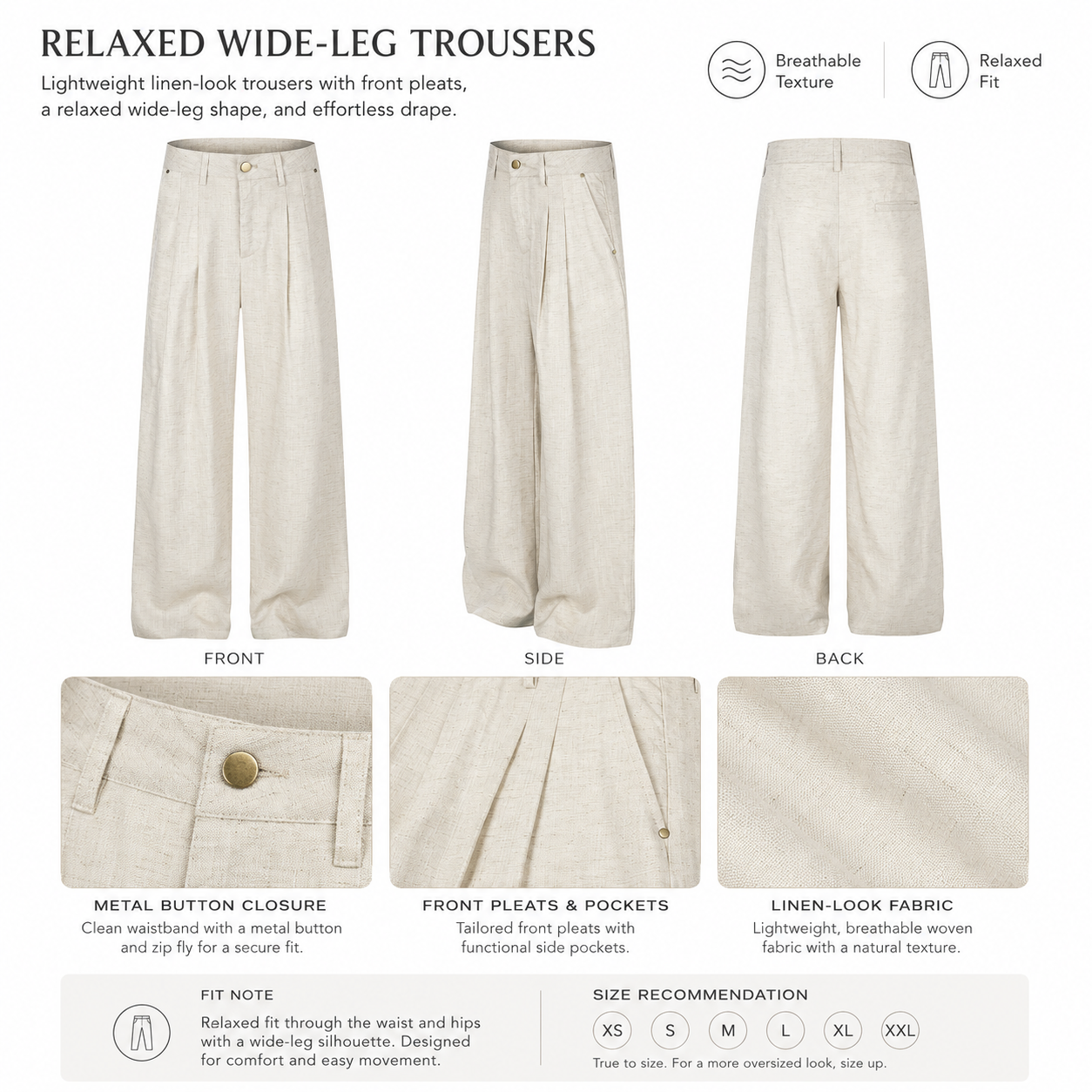 Lightweight Summer Wide-Leg Trousers - C988-back.png