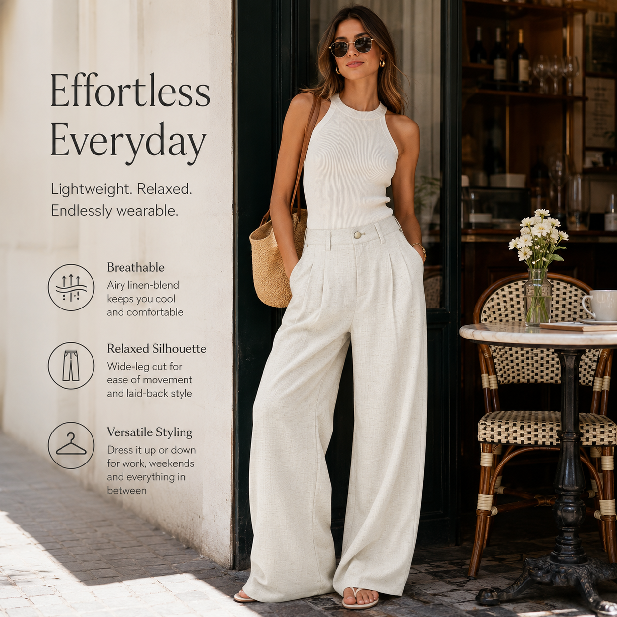 Lightweight Summer Wide-Leg Trousers - C988-front.png