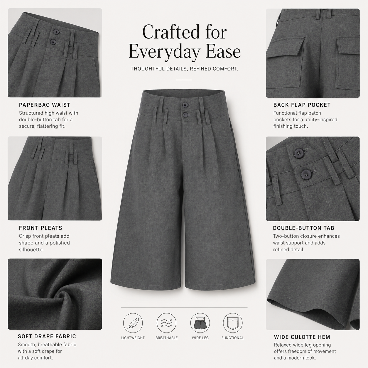 Pleated Wide-Leg Tailored Bermuda Shorts - C993-detail-fabric.png