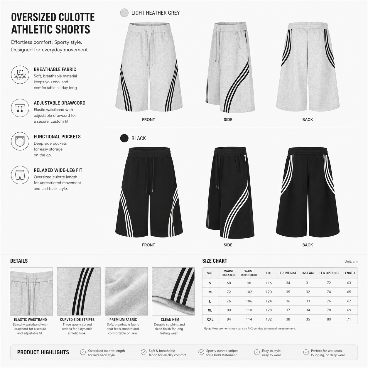 Triple-Stripe Wide-Leg Lounge Shorts - C995-back.png