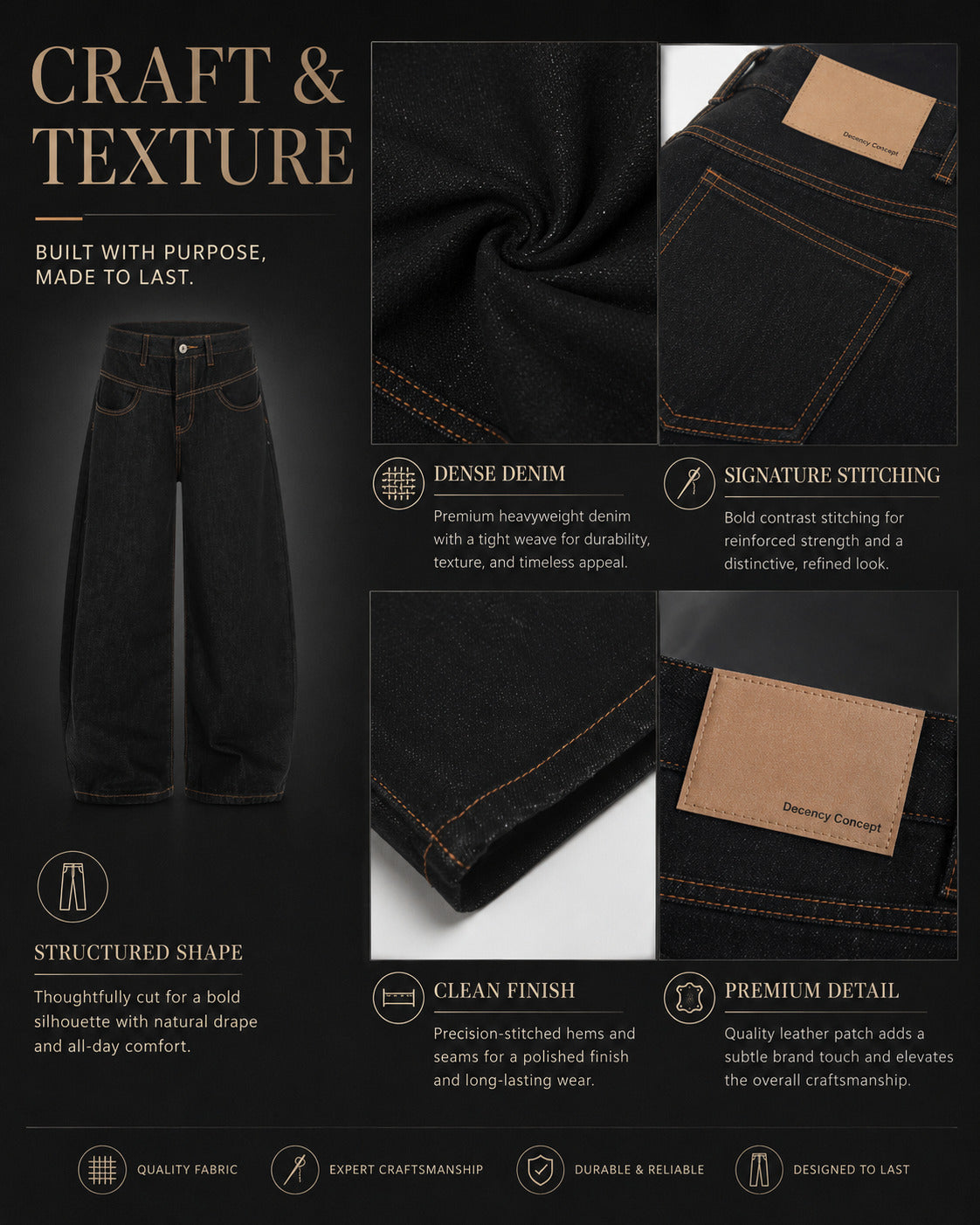 Dark Indigo Curved Wide-Leg Jeans - F9060-detail-fabric.jpg