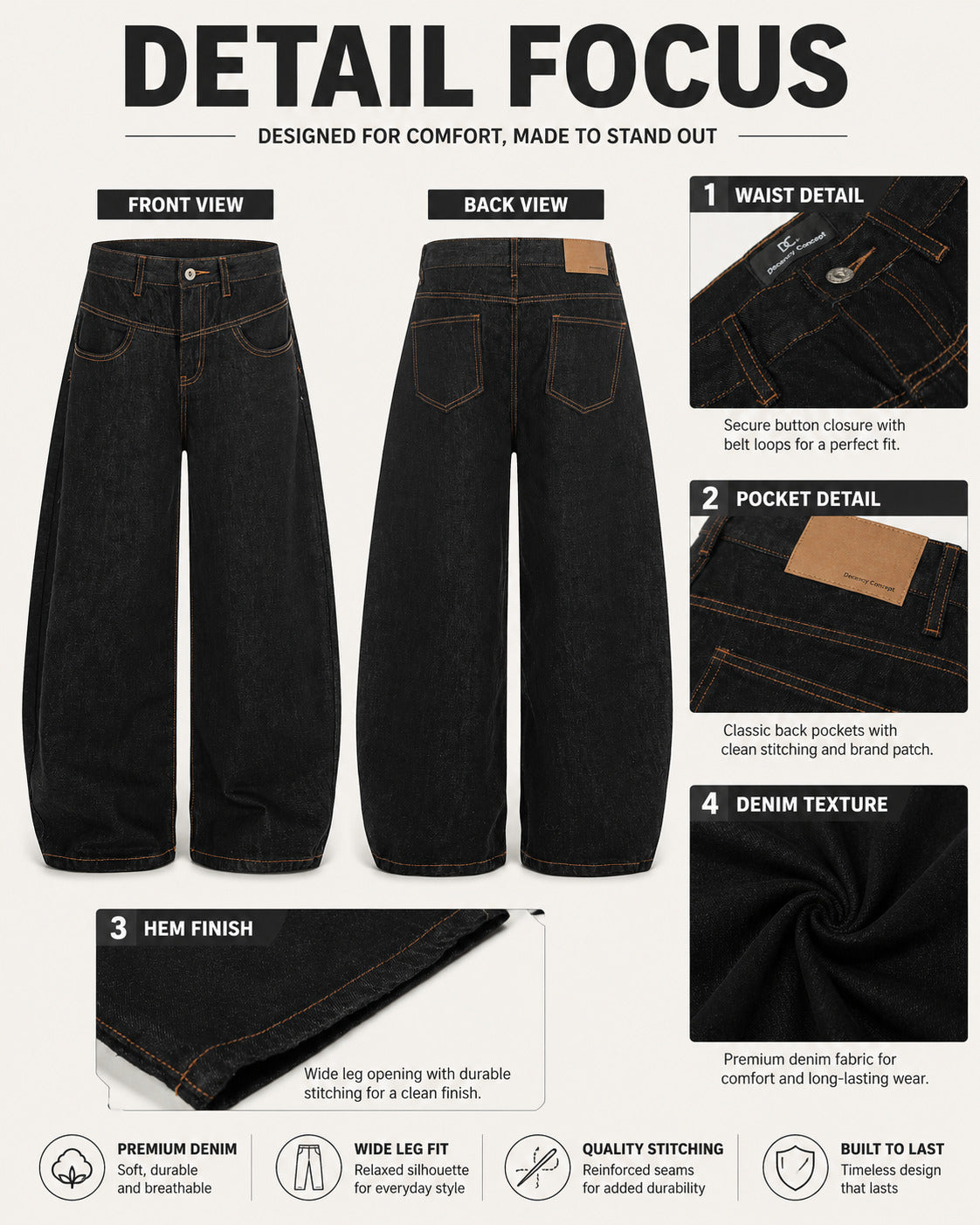 Dark Indigo Curved Wide-Leg Jeans - F9060-detail-waist.jpg