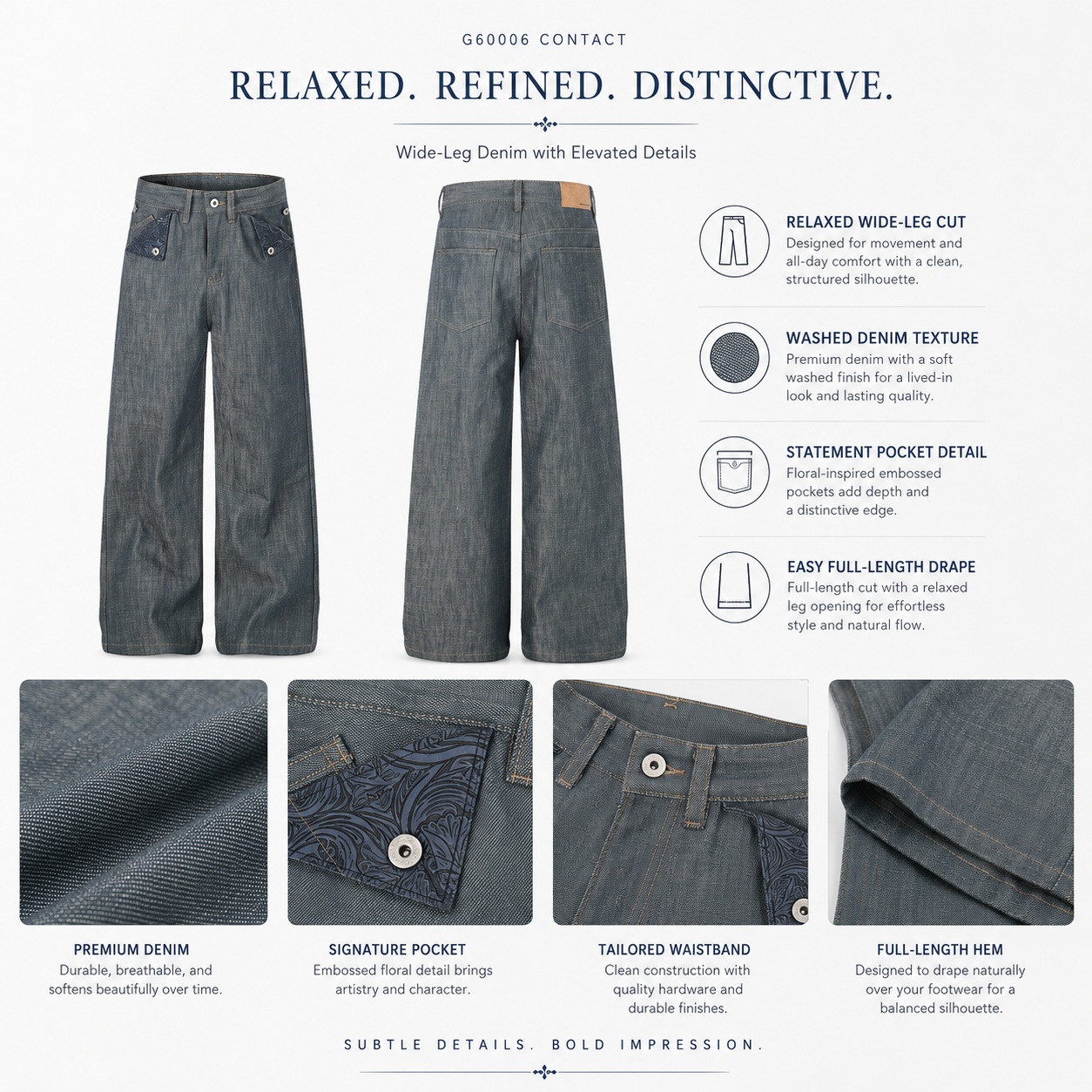 Asymmetric Button Washed Wide-Leg Jeans - G60006-back-human.png