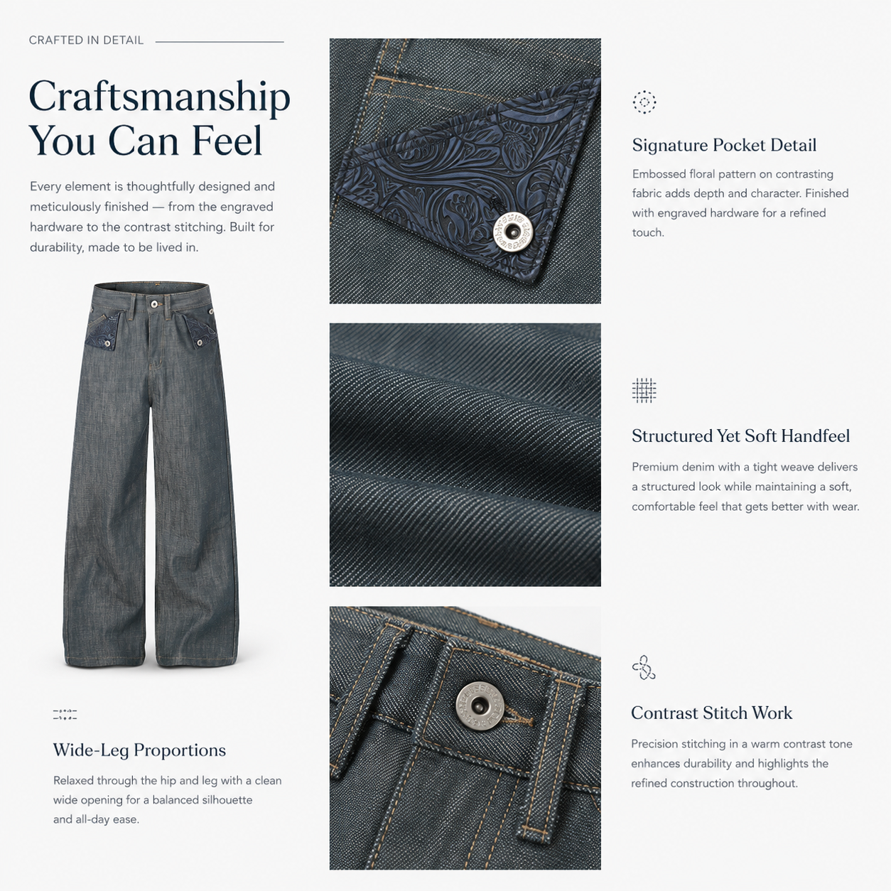 Asymmetric Button Washed Wide-Leg Jeans - G60006-detail-fabric.png